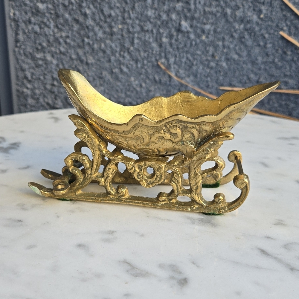 Vintage Ornate Brass Sleigh